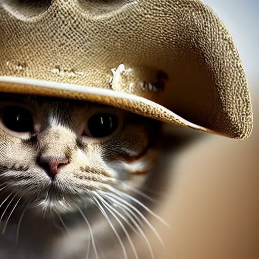 Prompt: a cat wearing a cowboy hat.