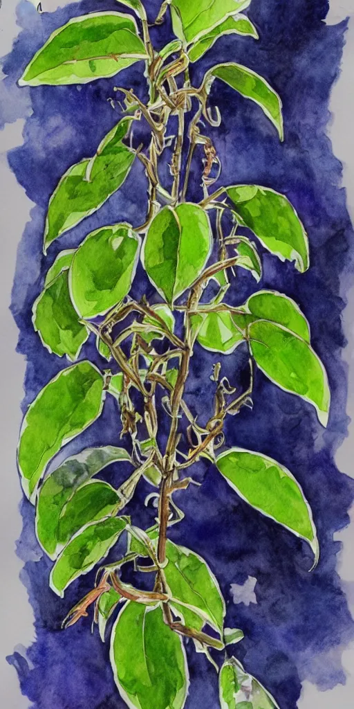 Prompt: water color and pen, high resolution, detailed, trending on artstation, alien tea plant