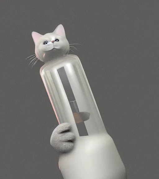 Prompt: a cat holding a vodka bottle, 3D digital art, ray tracing