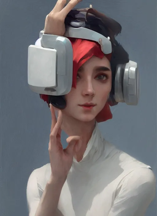 Image similar to future fashion futurism as thufir hawat, human computer, VR headset, cyber augmentation implant, digital art from artstation by Ruan Jia and Mandy Jurgens and Artgerm and william-adolphe bouguereau