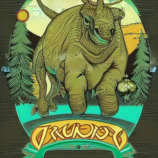 Image similar to vector art of a tricerotops by dan mumford