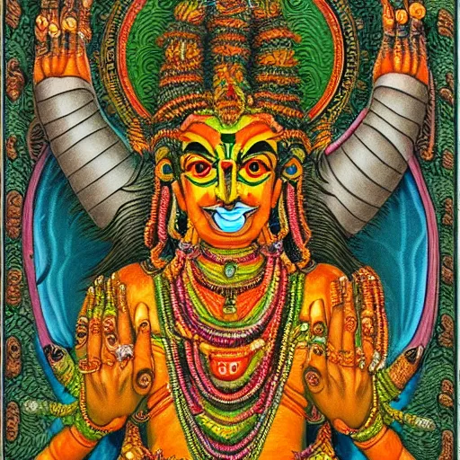 A portrait of a Vishnu demon, four arms, very coherent Stable