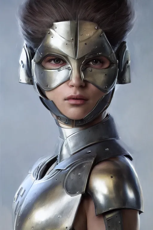 Prompt: a photorealistic painting of an attractive young girl, partially clothed in metal-plated battle armor, olive skin, long dark hair, beautiful bone structure, symmetrical face, perfect eyes, intricate, elegant, digital painting, concept art, illustration, sharp focus, minimal artifacts, from Metal Gear, in the style of Ruan Jia and Mandy Jurgens, by Greg Rutkowski, trending on Artstation, award winning