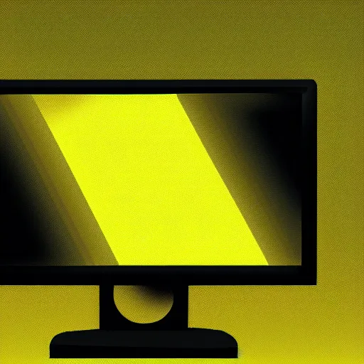 Image similar to closeup of a glitchy desktop monitor. yellow background. illustration, artstation.
