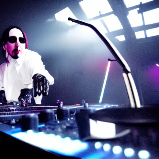 Image similar to marilyn manson on the dj decks