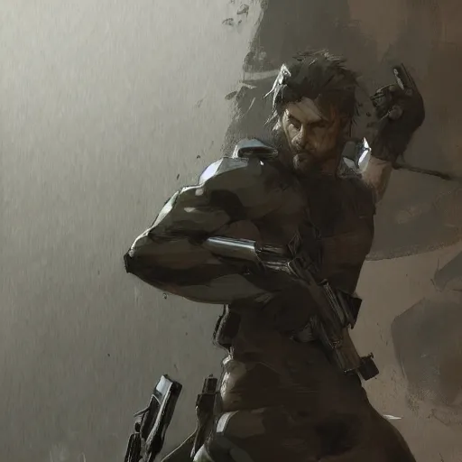 Prompt: Solid Snake Metal Gear Solid Revengeance,Greg rutkowski, Trending artstation, cinematográfica, digital Art
