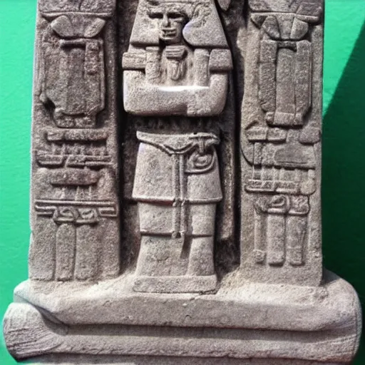 Image similar to ancient aztec, ancient mayan, stone statue, stone sculpture, The Wise Sister