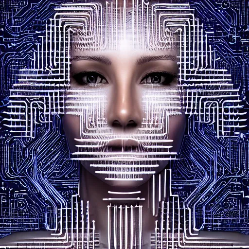 Prompt: portrait of an embodied artificial intelligence, multiple details, symmetrical face, elegant, sexy