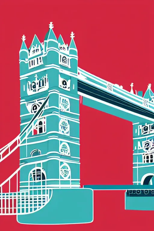 Prompt: minimalist boho style art of colorful london tower bridge, illustration, vector art