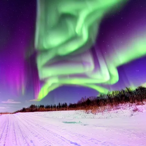 Image similar to a calf born in winter, cozy, stars in the sky, aurora borealis