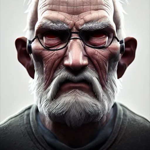 Image similar to an old man with thick cobwebs covering his face, detailed, realistic, unreal engine, cgsociety, by wlop and artgerm