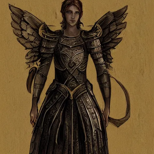 Image similar to angel in armor concept art