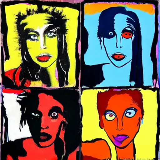 Image similar to lady gaga painted by basquiat