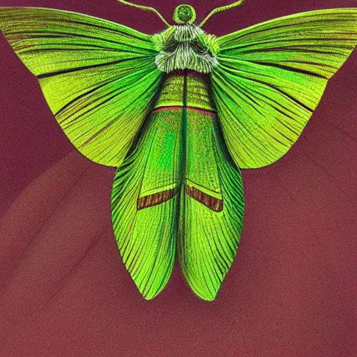 Prompt: a detailed portrait of a magic green moth, art illustration, incredibly highly detailed and realistic, 8 k, sharp focus