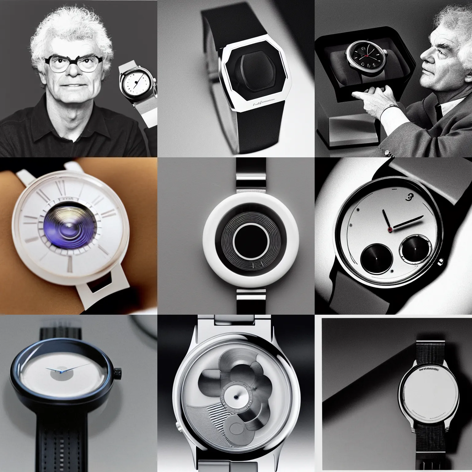 Prompt: hartmut esslinger vision of a watch with a screen, product modeling