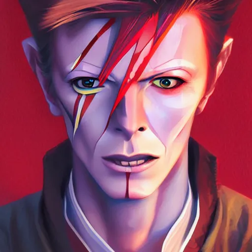 Prompt: An anime portrait of David Bowie, by Stanley Artgerm Lau, WLOP, Rossdraws, James Jean, Andrei Riabovitchev, Marc Simonetti, and Sakimichan, tranding on artstation