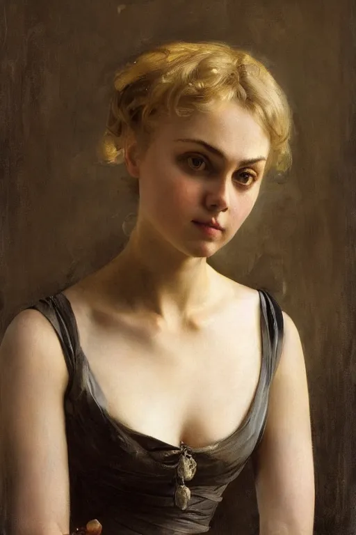 Image similar to beautiful oil matte portrait en buste, annasophia robb, art by anders zorn, wonderful masterpiece highly detailed, beautiful cinematic light deep focus, elegant, digital painting, smooth, sharp focus, golden ratio, dramatic illumination, ultra realistic, 8 k, art by artemisia lomi gentileschi and caravaggio