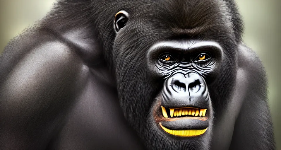 Prompt: a digital painting of a gorilla - snake hybrid, isolated, hyperealism, award winning, stunning, trending on art - sation, highly detailed, cinematic lighting, 8 k, hd