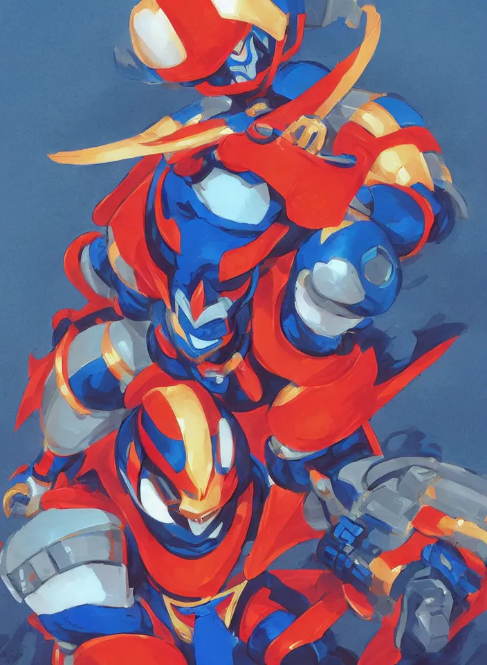 Image similar to orientalist painting of a ninja megaman x zero, in the style of syd mead, jeremy cowart, by greg tocchini, by james gilleard, by joe fenton