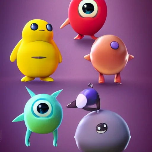 Prompt: 9 0 s cgi, toy, cute character, blob, big eyes, wizard, pikmin