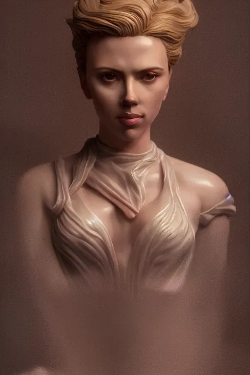 Prompt: a fancy portrait of Scarlett Johansson crystal statue by Greg Rutkowski, Sung Choi, Mitchell Mohrhauser, Maciej Kuciara, Johnson Ting, Maxim Verehin, Peter Konig, final fantasy , mythical, 8k photorealistic, cinematic lighting, HD, high details, atmospheric,