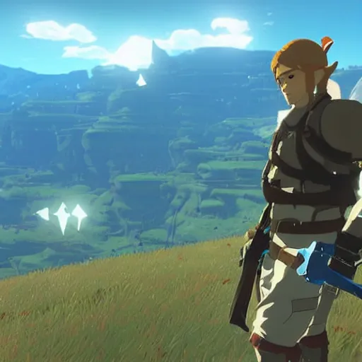 Image similar to Solid Snake in The Legend of Zelda Breath of the Wild