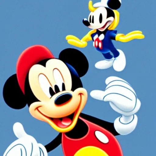 Image similar to Mickey Mouse invites Donald Duck and Goofy to dine in a very fancy restaurant.