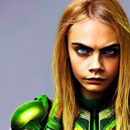 Prompt: cara delevingne as samus aran