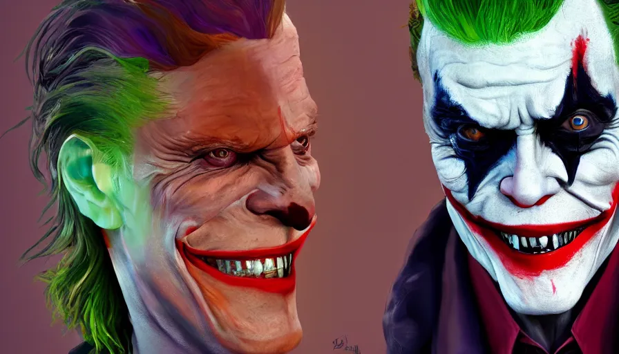 Image similar to Willem Dafoe is Joker, hyperdetailed, artstation, cgsociety, 8k