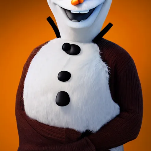 Prompt: a hyperrealistic photo of olaf from frozen, as a person