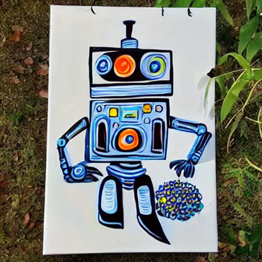 Prompt: robot painting beautifully