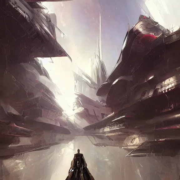 Prompt: a painting in the style of stephan martiniere