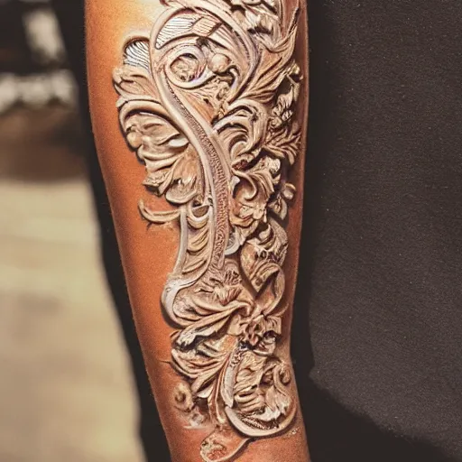 Image similar to an forearm with an intricate baroque ornament