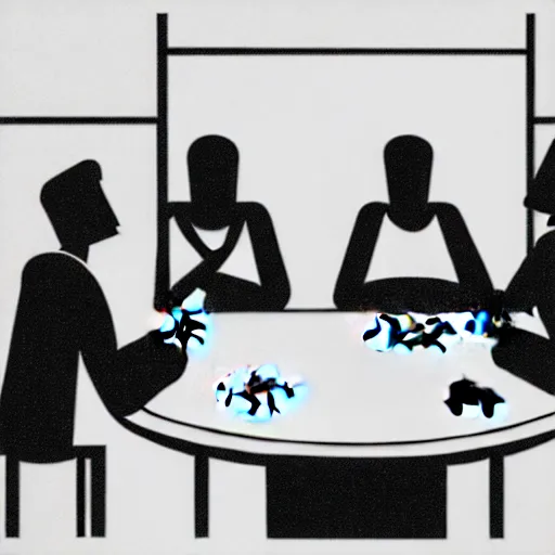 Prompt: book illustration of a poker match, book illustration, monochromatic, white background, black and white image