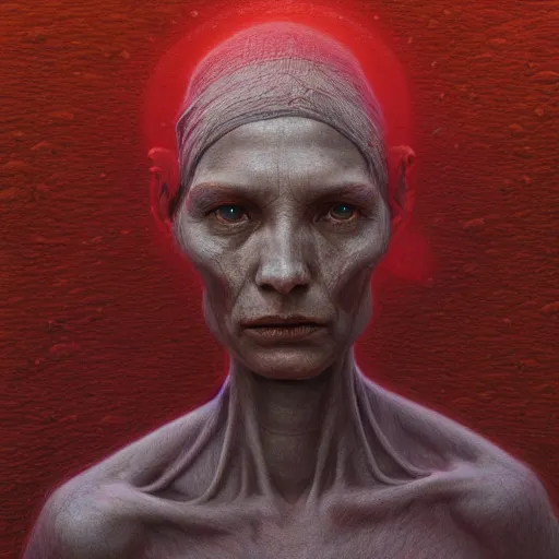 Prompt: face portrait, rocky shore, woman, wrapped around by veins, veiled face, glowing red, by edgar maxence and ross tran, zdzisław beksinski, and michael whelan, distant, gustav dore, h. r. giger, 8 k, octane render