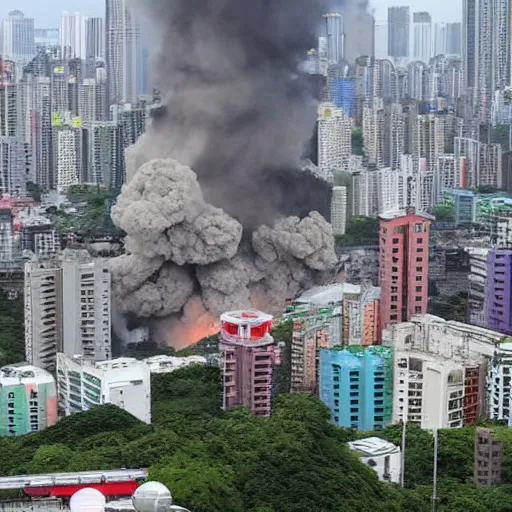 Image similar to a big explosion in the city of taiwan