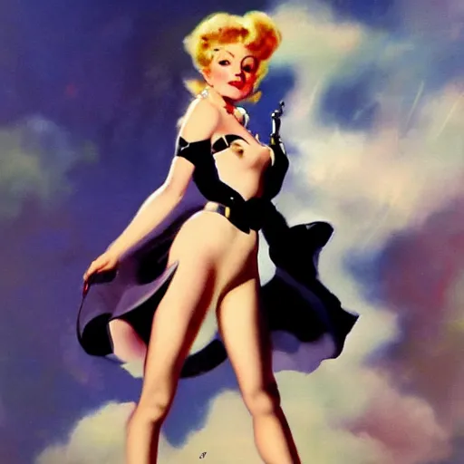 Image similar to a gacha live character in the style of gil elvgren,