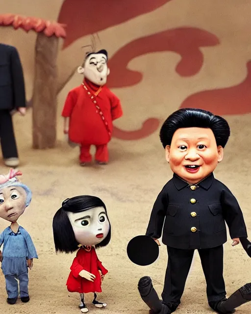 Prompt: xi jinping as a highly detailed stop motion puppet, in the style of laika studios ’ s paranorman, coraline, kubo and the two strings