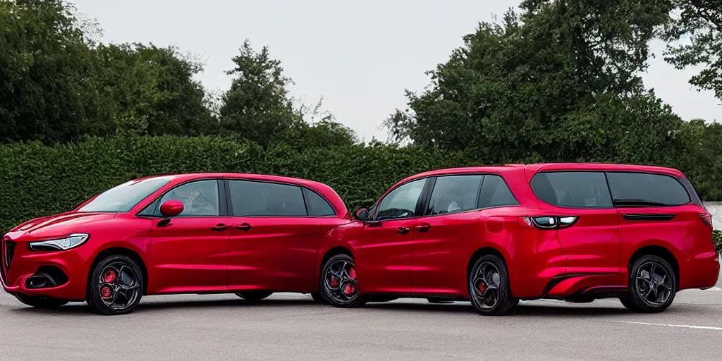 Image similar to “2022 Alfa Romeo Minivan, red”