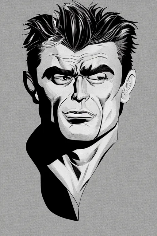 Image similar to james dean as the incredible hulk, handsome monster, sharp cheekbones, deep dimples, strong jaw, dynamic lighting, ultra detailed, fantasy illustration, comic concept art