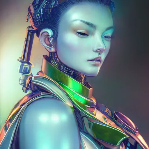 Image similar to studio portrait of lawful good colorful female holy mecha paladin absurdly beautiful, elegant, young sensual graceful woman, ultrafine hyperrealistic detailed face illustration by kim jung gi, irakli nadar, intricate linework, sharp focus, bright colors, matte, octopath traveler, final fantasy, unreal engine highly rendered, global illumination, radiant light, intricate environment