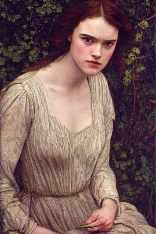 Prompt: a pre raphaelite painting of Daisy Ridley by dante gabriel rossett