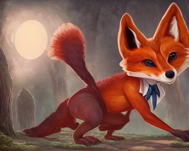 Image similar to award - winning extremely detailed fantasy art of a cute male anthropomorphic vulpes vulpes fulva teacher wearing themed suit working at a school, 4 k