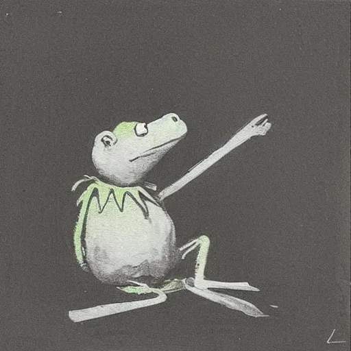 Image similar to “Kermit the Frog painted by Francisco Goya”