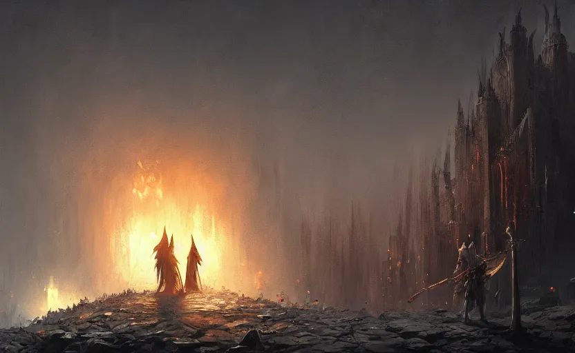 Image similar to a painting of dark souls trending on artstation in the style of greg rutkowski