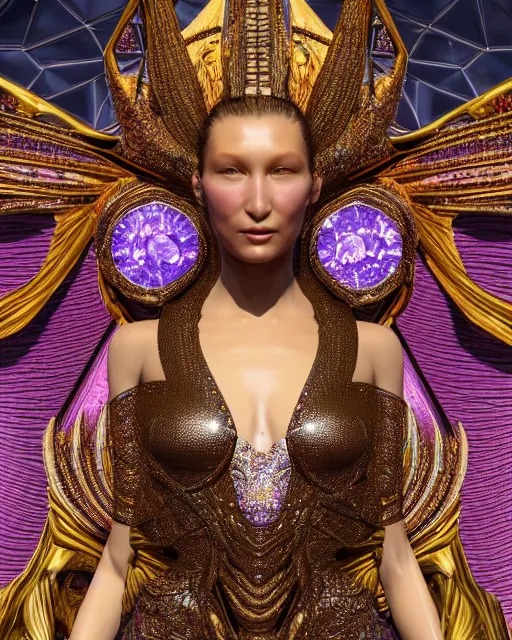 Image similar to a highly detailed metahuman 4 k close up render of an alien goddess bella hadid monument spider in iris van herpen dress schiaparelli in diamonds crystals swarovski and jewelry iridescent in style of alphonse mucha gustav klimt trending on artstation made in unreal engine 4