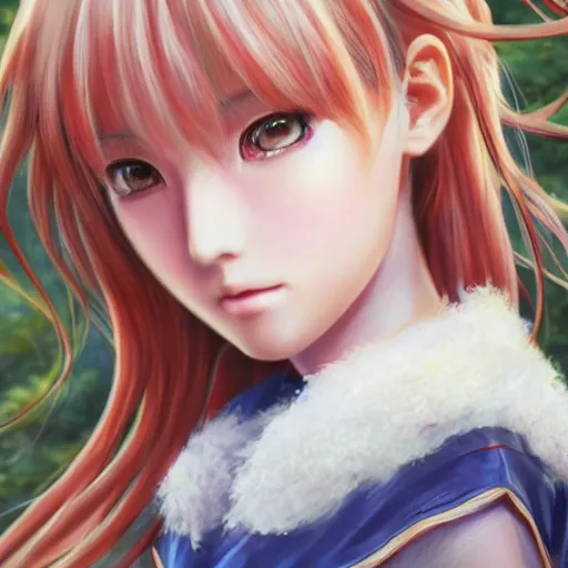 Image similar to ultra-detailed, HD semirealistic anime CG concept art digital painting of european-looking close-up Japanese schoolgirl, by a Chinese artist at ArtStation, by Huang Guangjian, Fenghua Zhong, Ruan Jia, Xin Jin and Wei Chang. Realistic artwork of a Chinese videogame, gentle an harmonic colors.