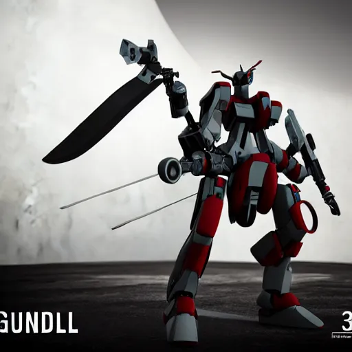 Image similar to 3 d, hard surface model, gunpla, scythe, weapon, octane render