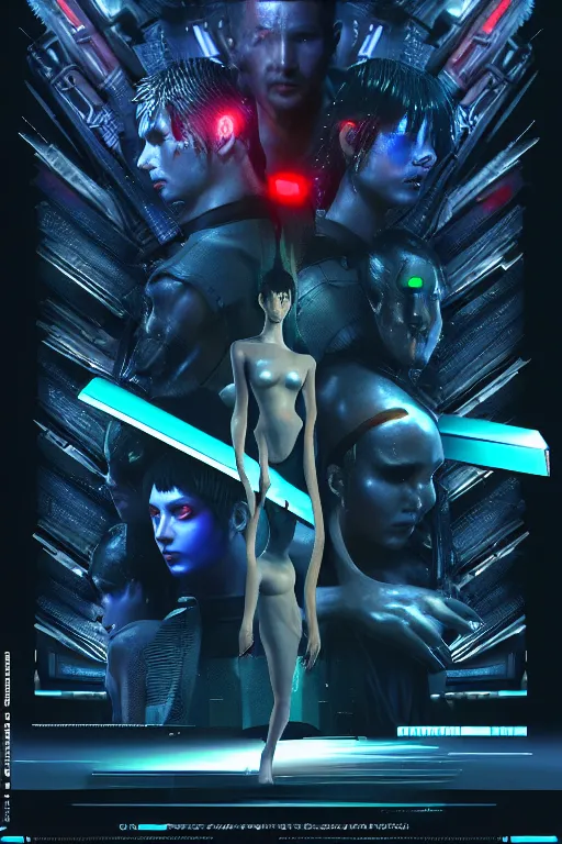 Image similar to high quality 3 d render sci - fi! samurais hybrid fighting to deaf, highly detailed, unreal engine cinematic smooth, in the style of blade runner, hannah yata charlie immer, dark blue neon light, low angle, uhd 8 k, sharp focus