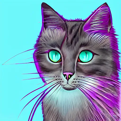 Image similar to a beautiful cat with big anime eyes digital art